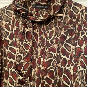 Zara snake print silk blouse